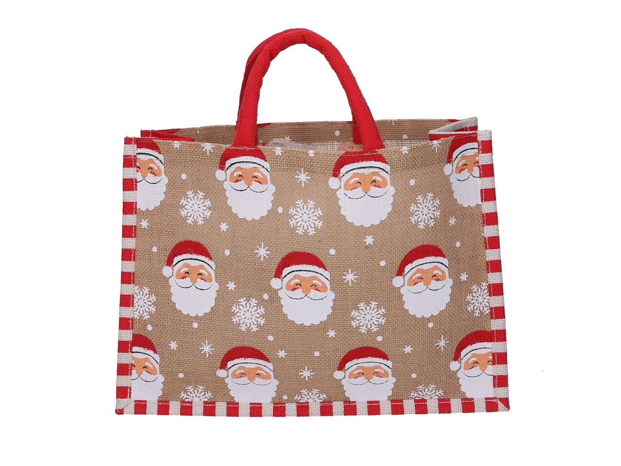 Borsa juta con babbo natale naturale e rossa 36x12,5xh.25cm