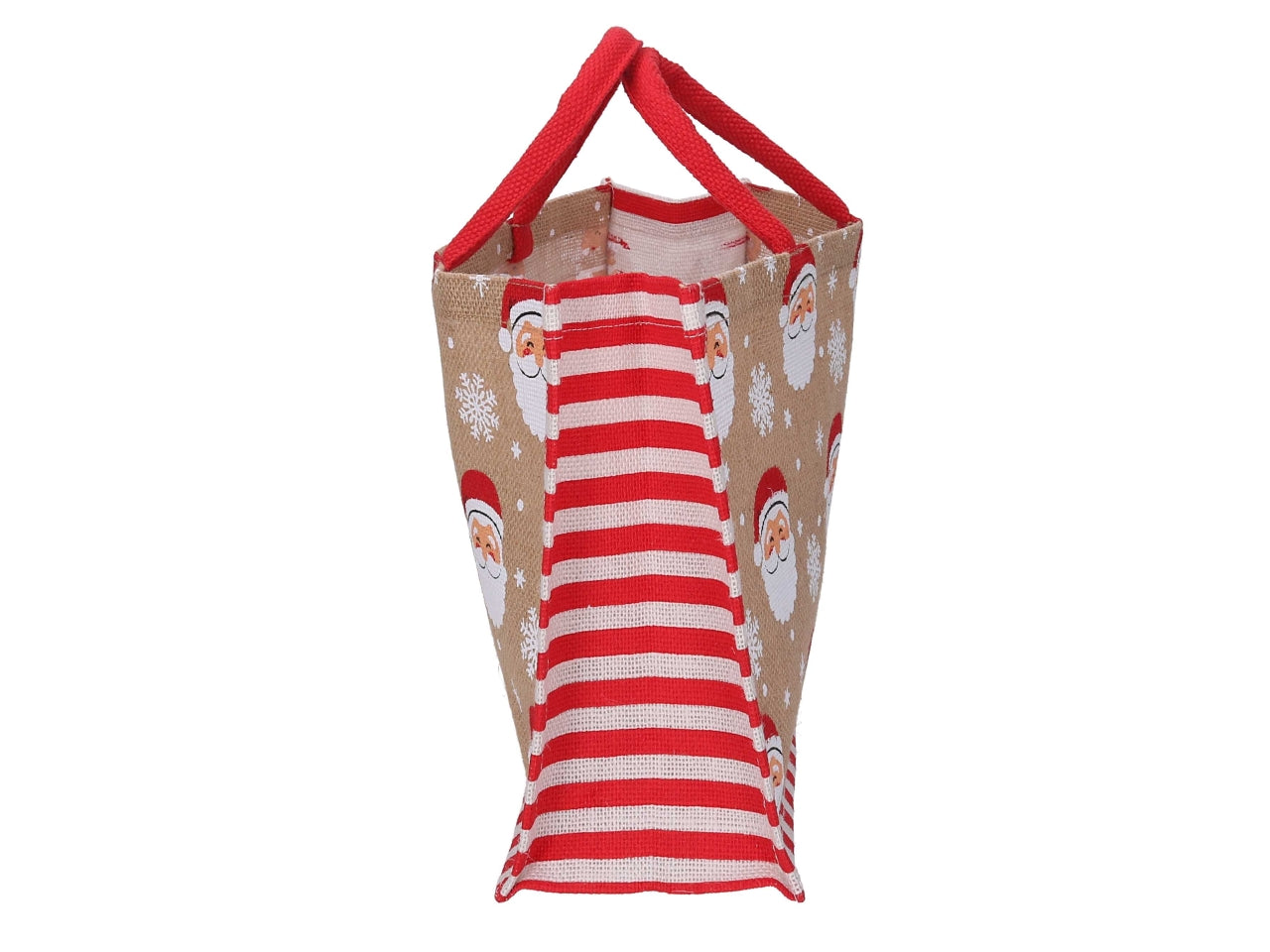 Borsa juta con babbo natale naturale e rossa 36x12,5xh.25cm