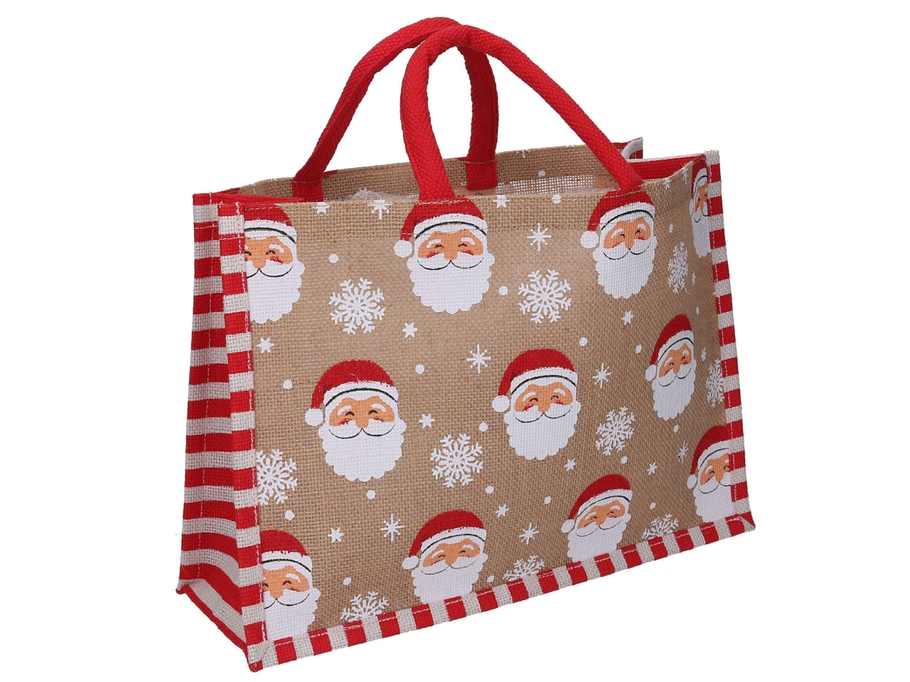 Borsa juta con babbo natale naturale e rossa 36x12,5xh.25cm