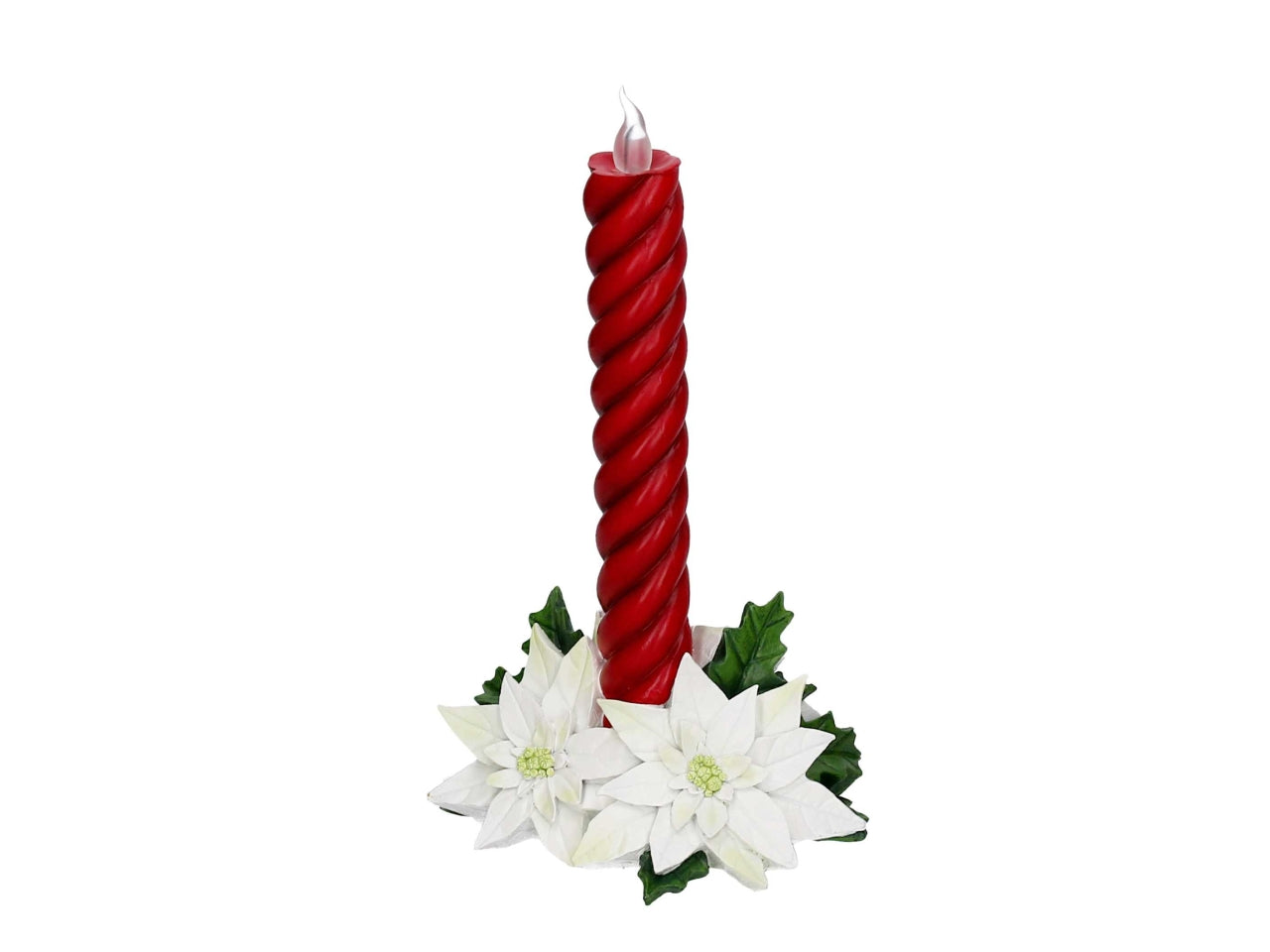 Candela in resina rossa con led 27,6cm