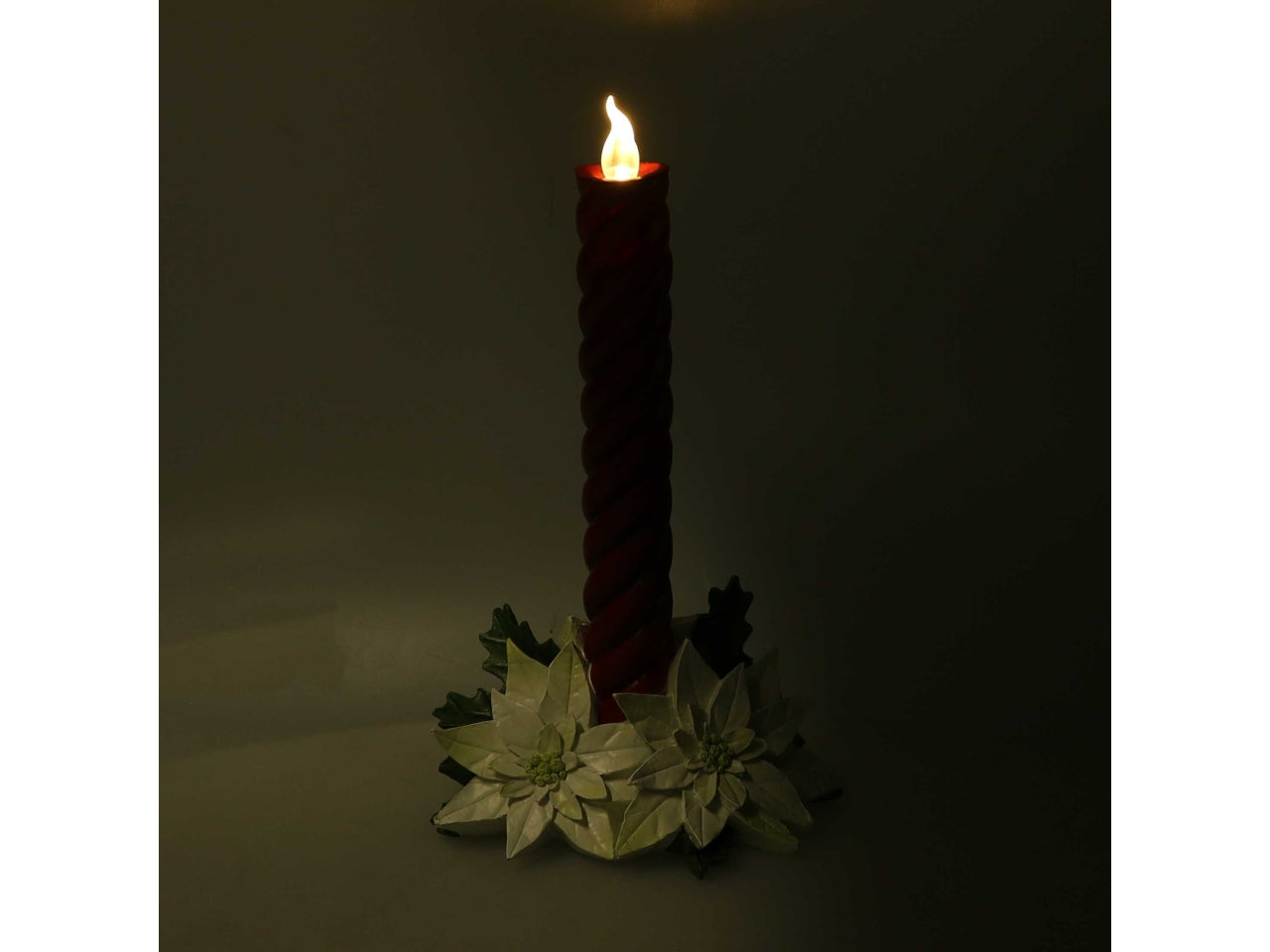 Candela in resina rossa con led 27,6cm