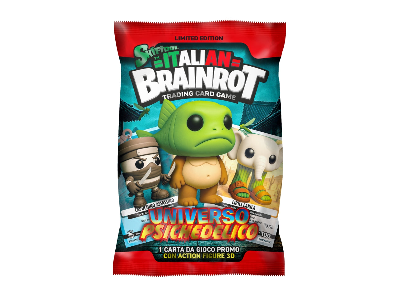 BRAINROT Flowpack 1 carta promo con carta 3D Alpha Universo Psichedelico