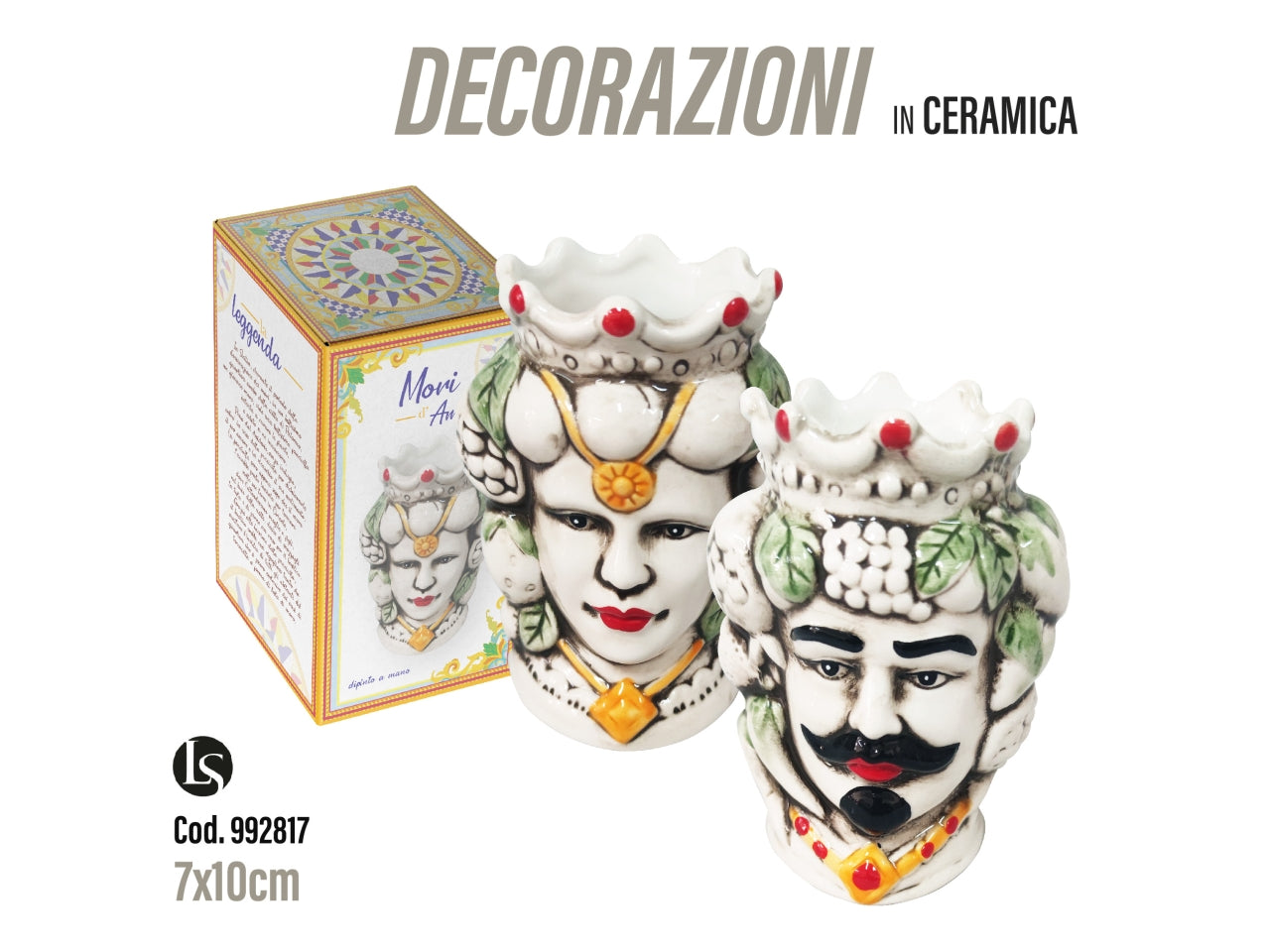 Vaso testa in ceramica 7x10cm assortito