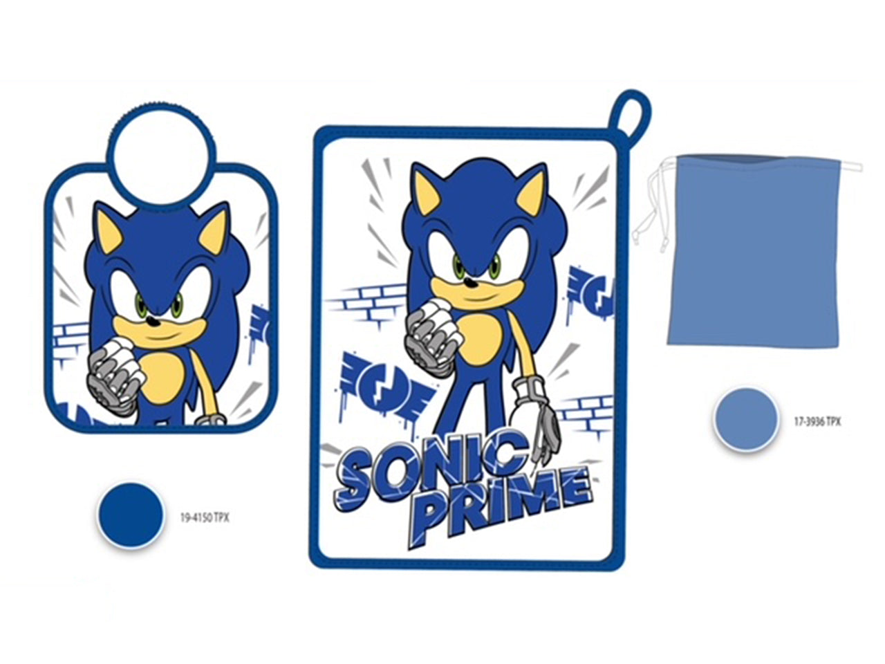 Sonic kit tovaglietta + bavaglino + sacchetto