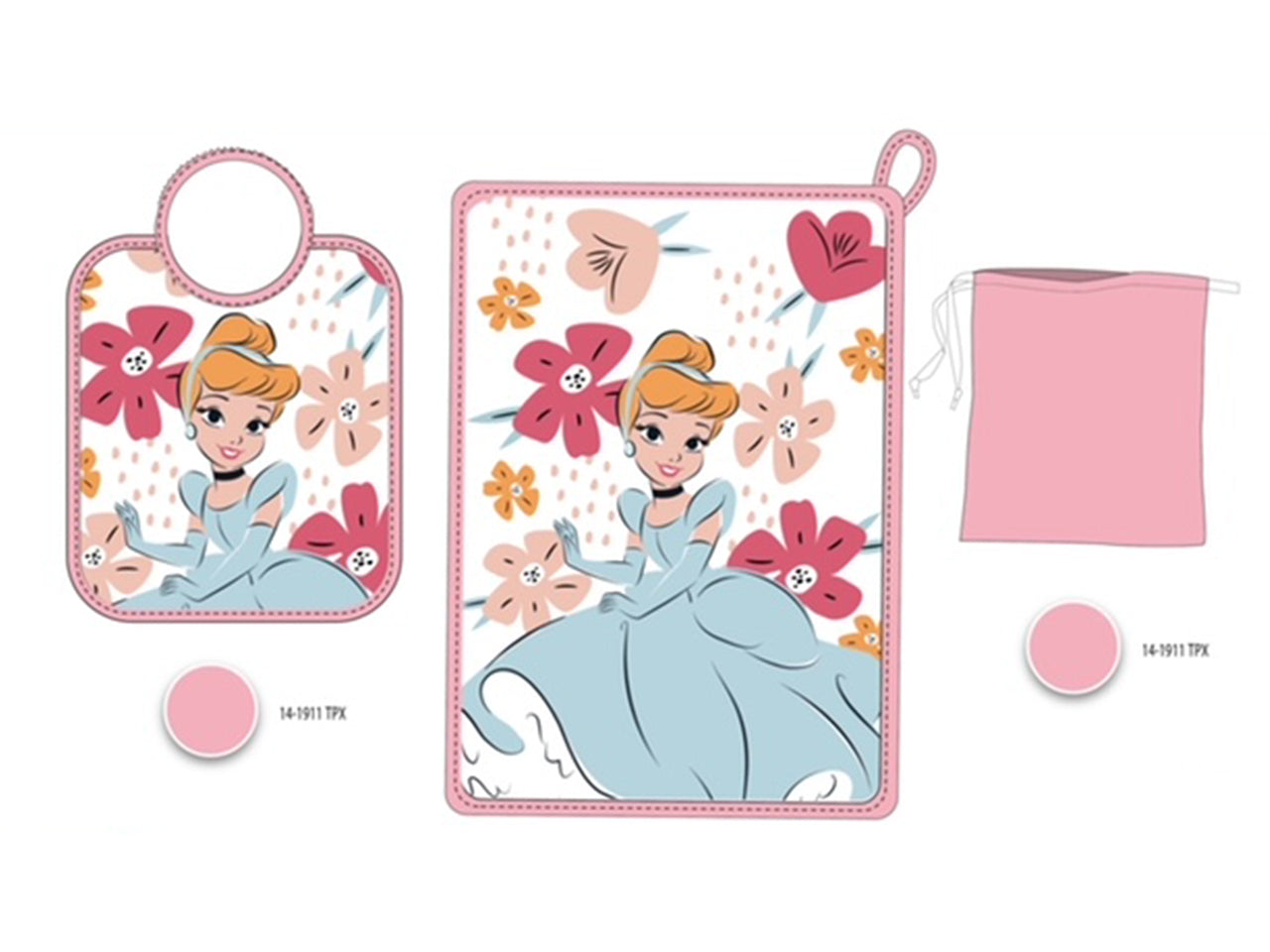 Principesse kit tovaglietta + bavaglino + sacchetto