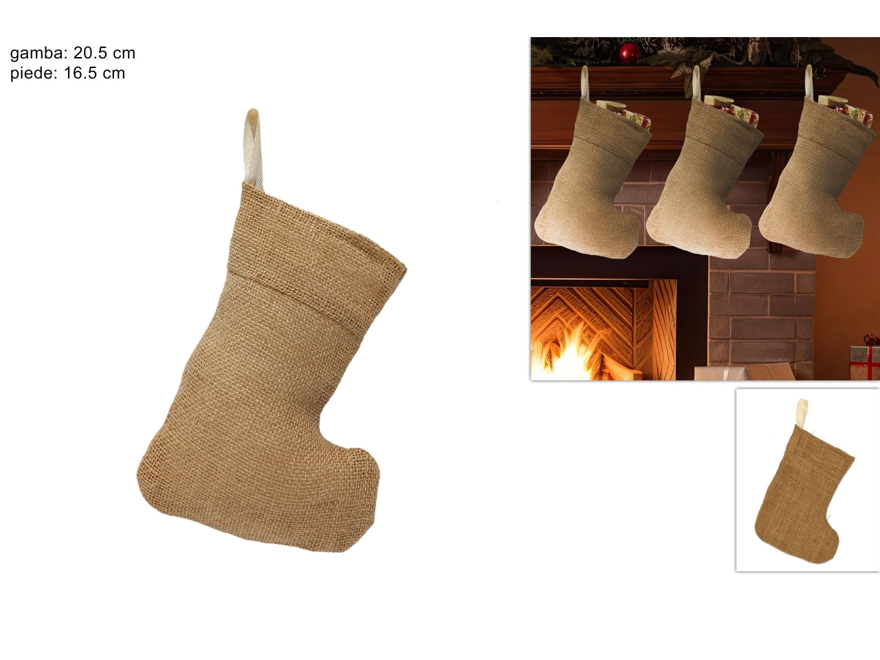 Calza befana juta 20,5x16,5cm naturale