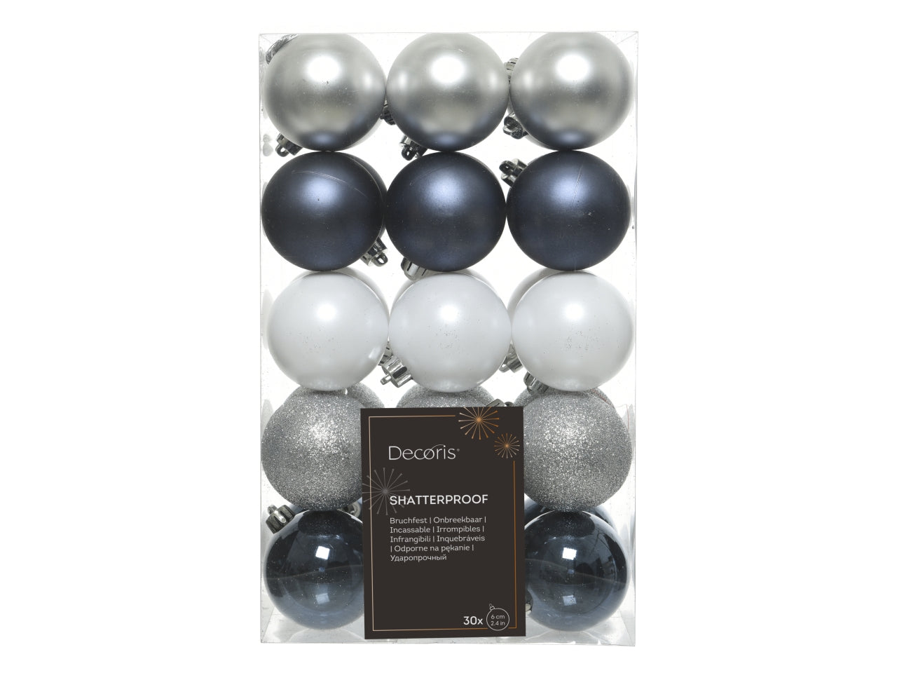 Palla 6cm in confezione da 30 pezzi lucido, opaco, glitter colori assortite