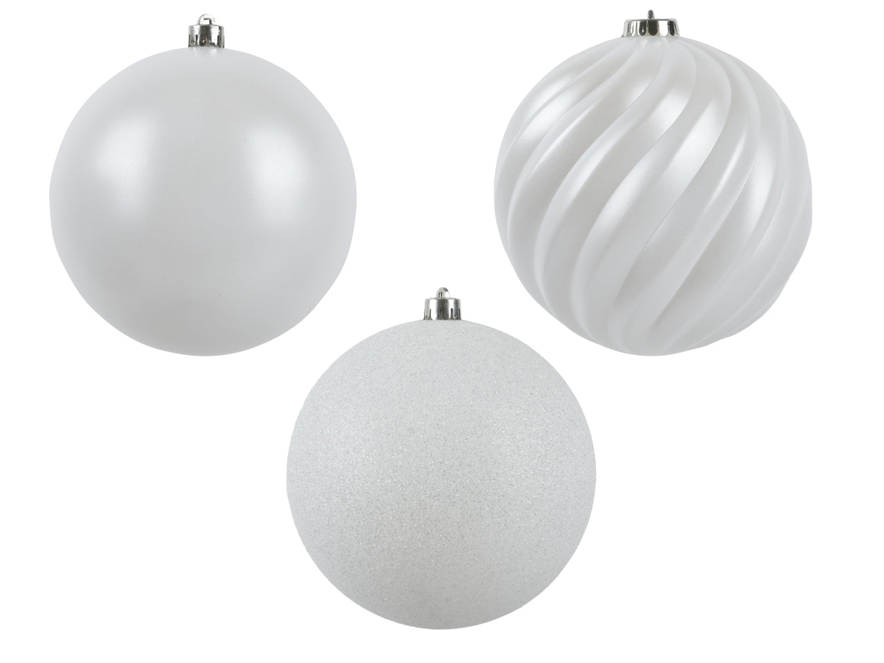 Palla 14cm in confezione da 4 pezzi bianco lucido, opaca e glitter