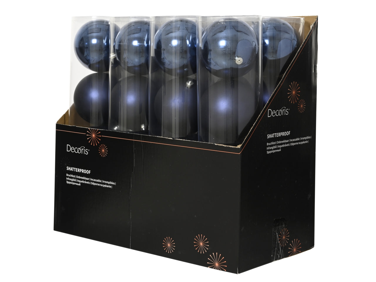 Palla 14cm in confezione da 4 pezzi blu notte lucido, opaca e glitter