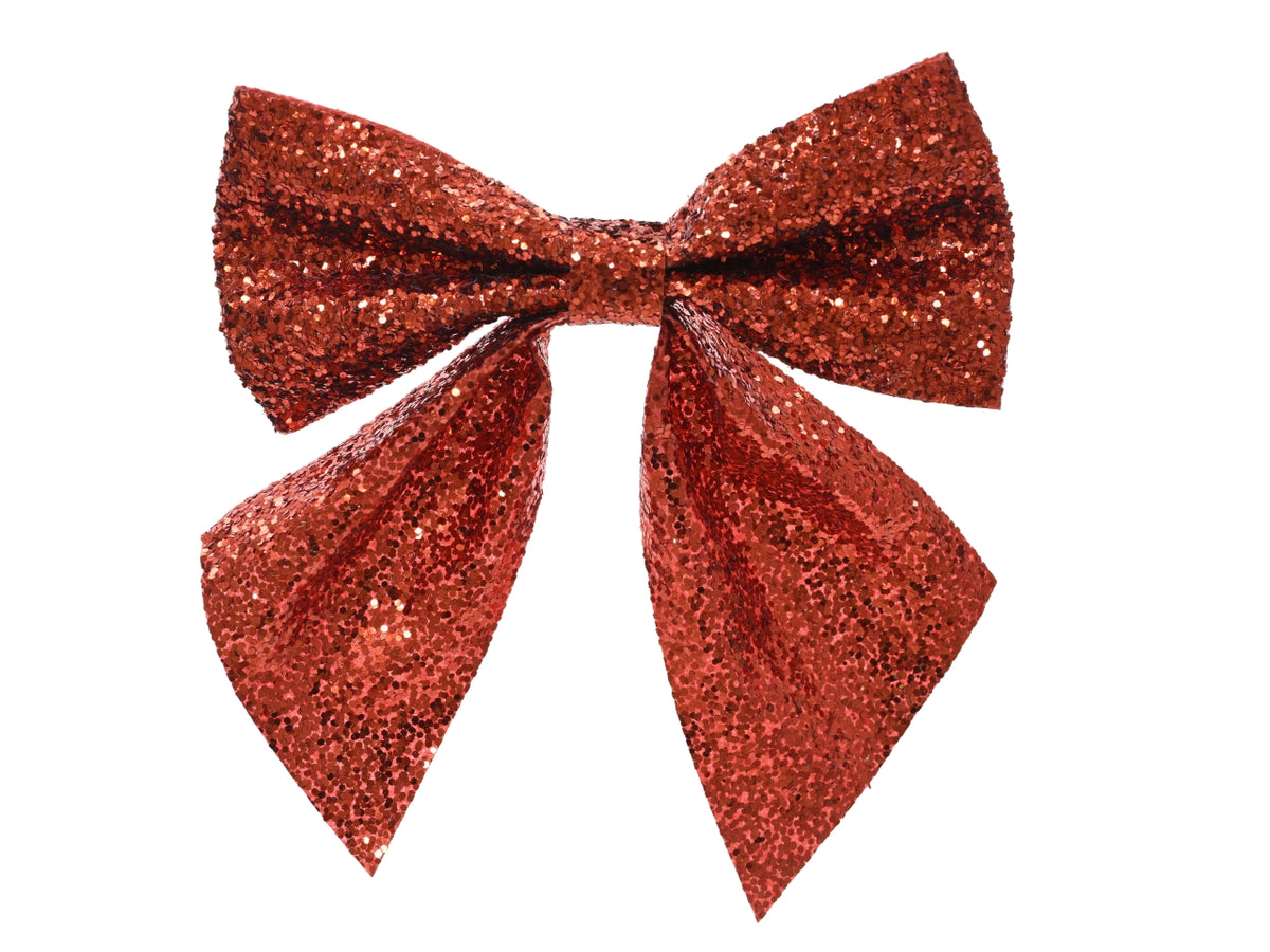 Fiocco rosso con clip rosso glitter in cartella da 2 pezzi
