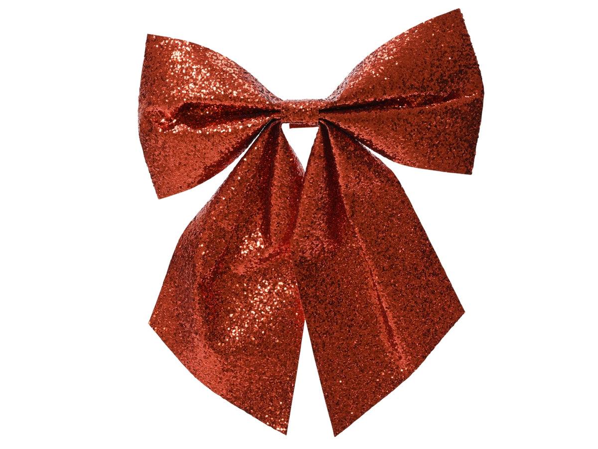 Fiocco rosso glitter in cartella da 8 pezzi