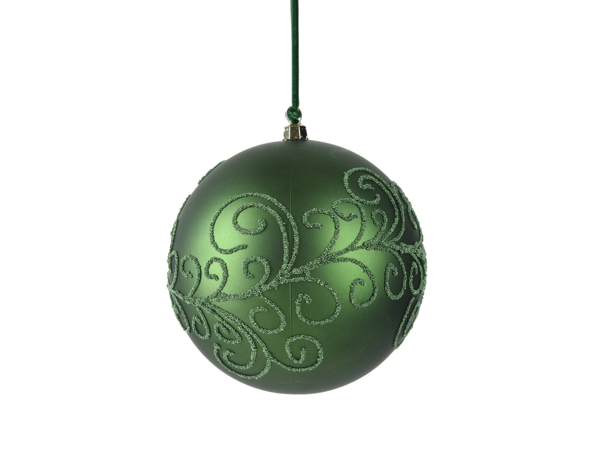 Palla 12cm verde opaco decorata con perline