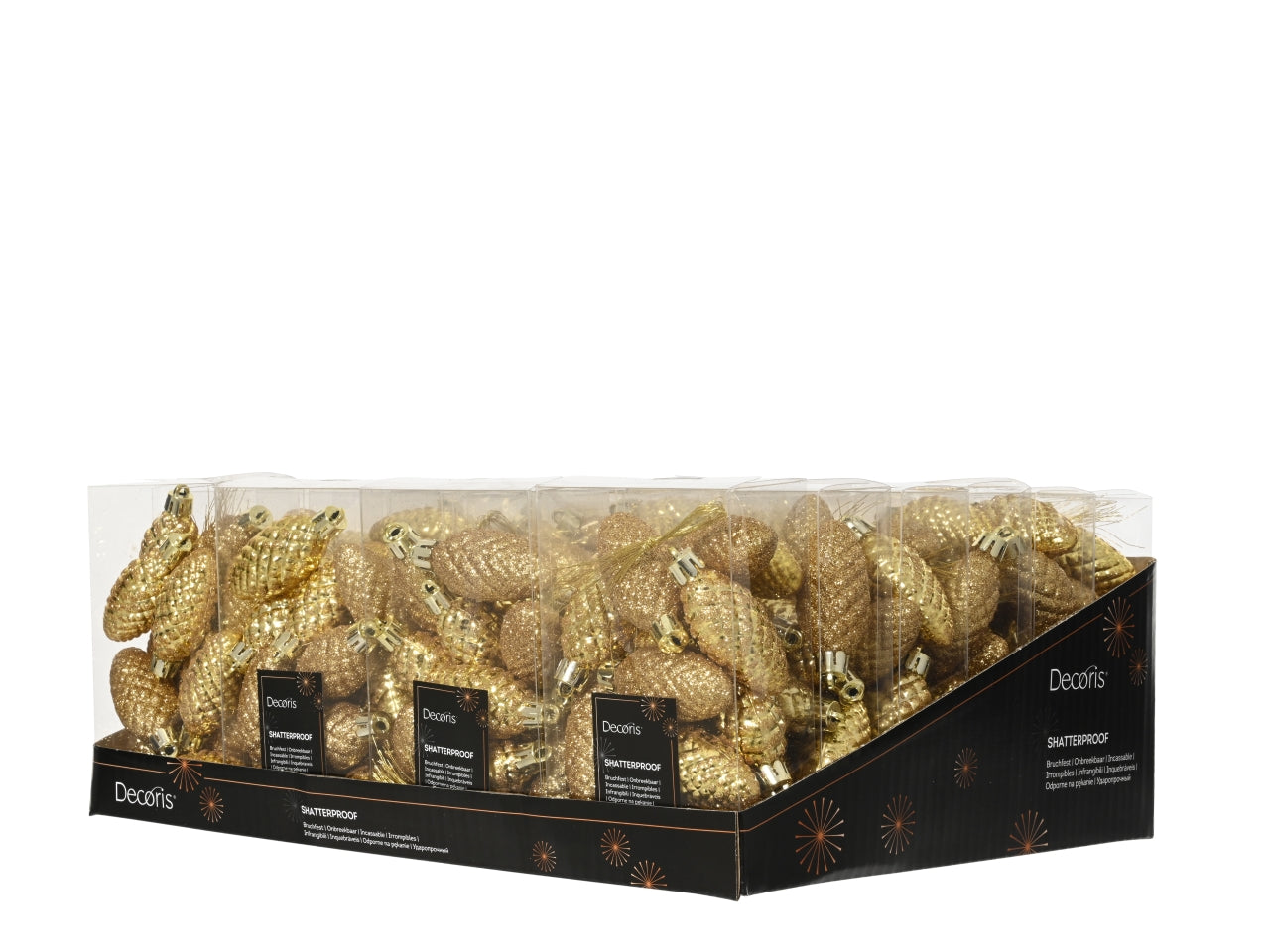 Appendino pigna in confezione da 12 pezzi oro glitter