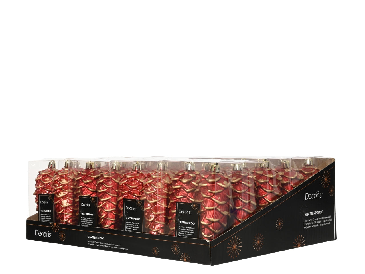 Appendino pigna da 11,5cm in confezione da 2 pezzi rosso con glitter