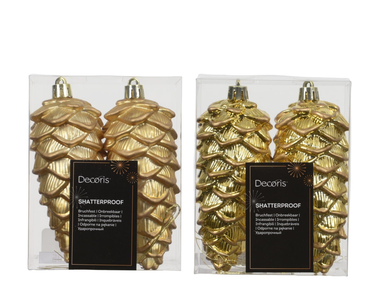 Appendino pigna da 11,5cm in confezione da 2 pezzi oro con glitter