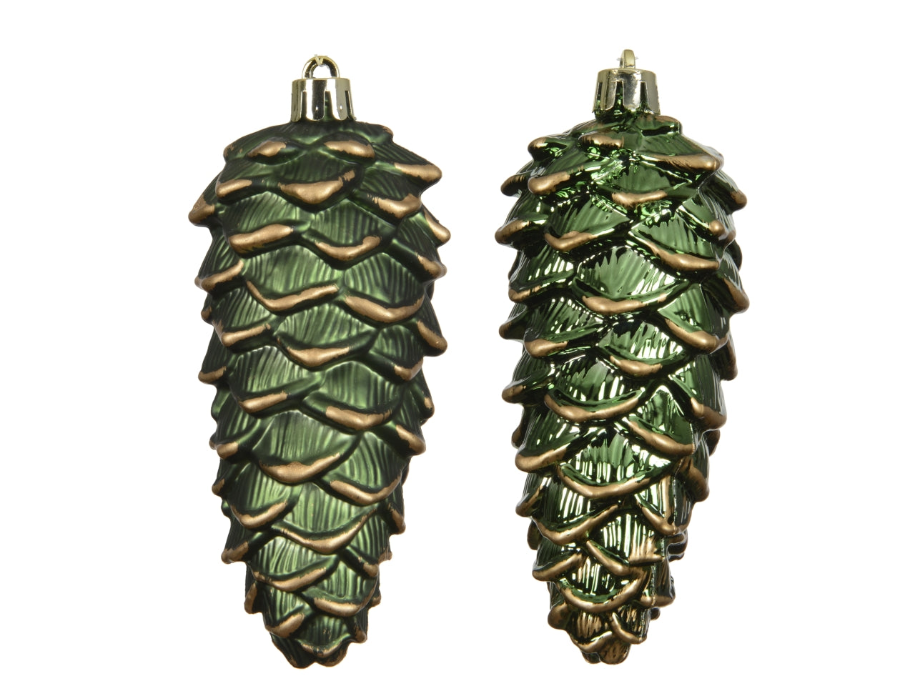 Appendino pigna da 11,5cm in confezione da 2 pezzi verde con glitter