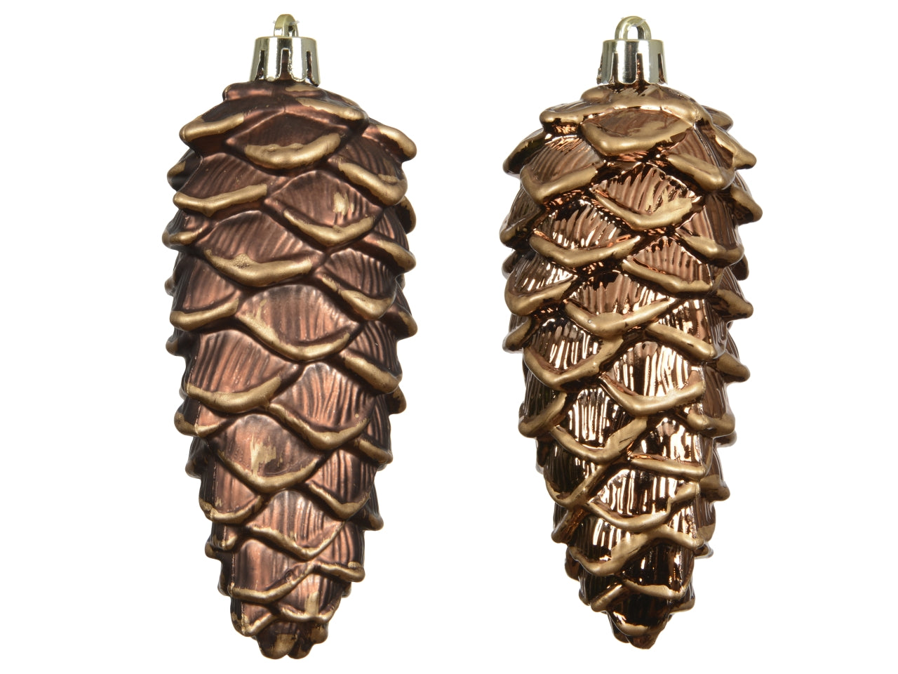 Appendino pigna da 11,5cm in confezione da 2 pezzi marrone con glitter