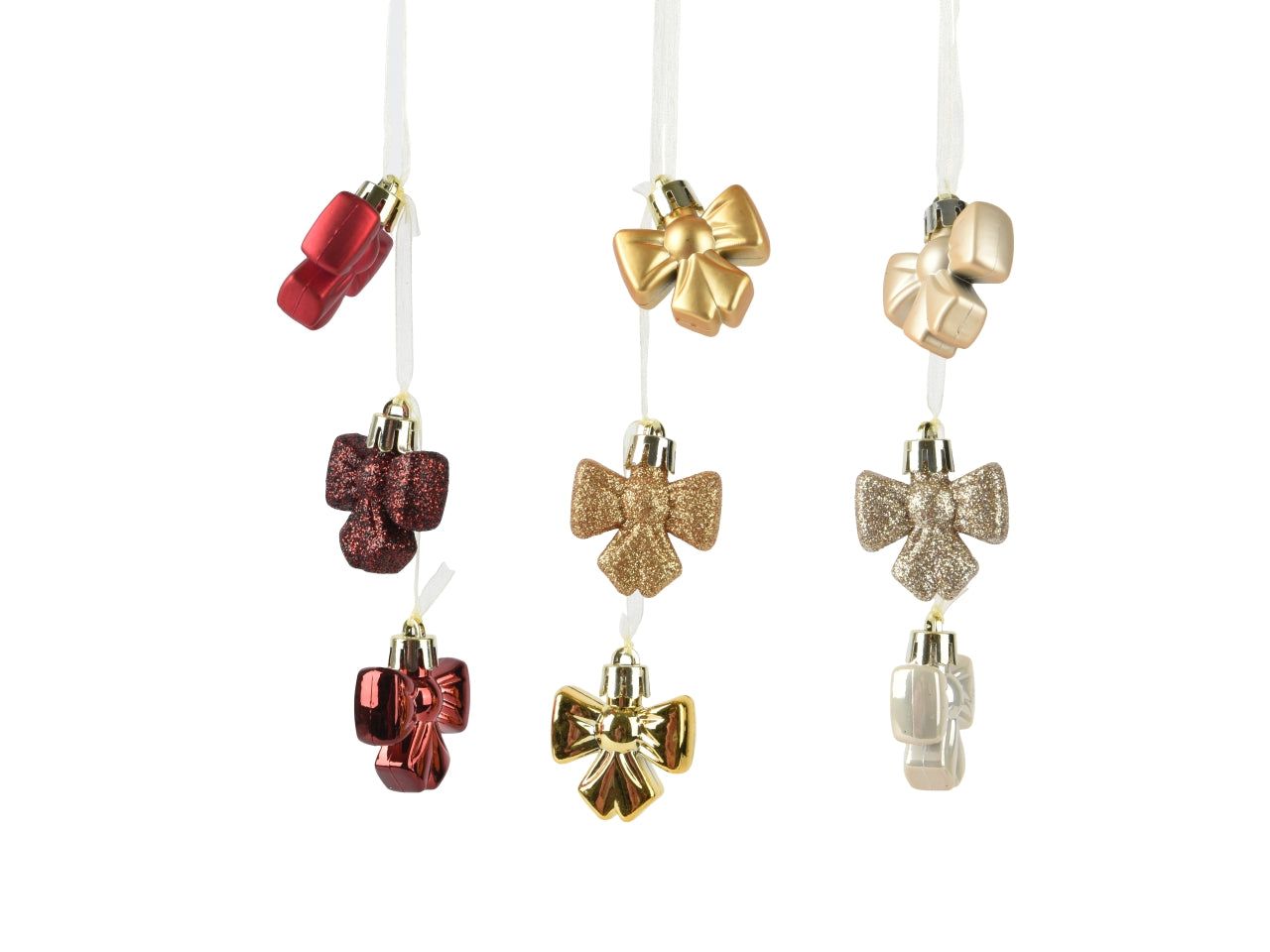 Appendino 3 fiocchi lucido, opaco e glitter colori assortiti