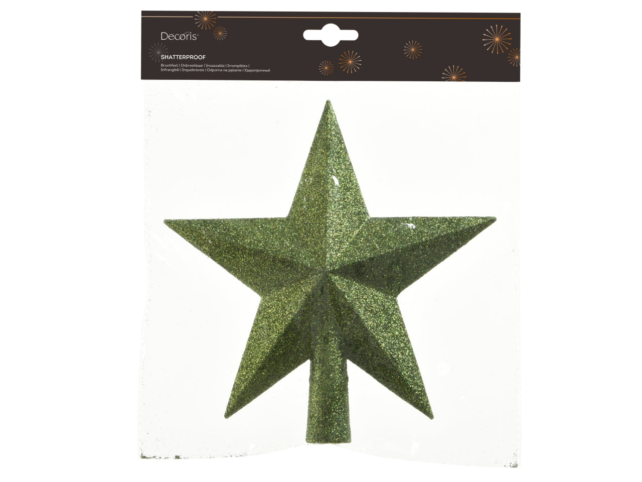 Puntale stella 19cm verde glitter