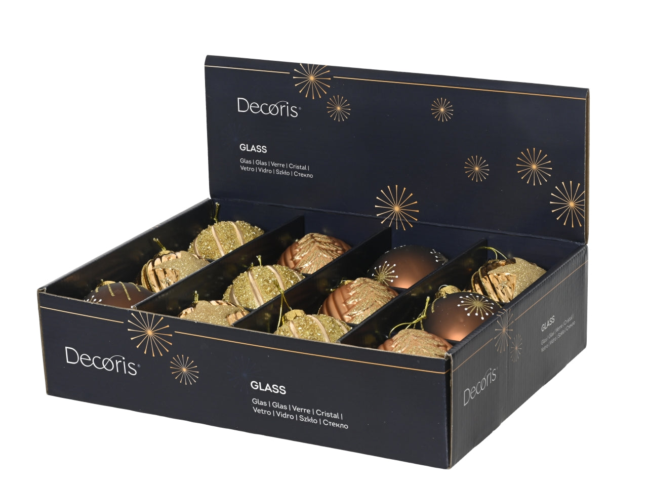 Palla in vetro 8cm 4 decori assortiti