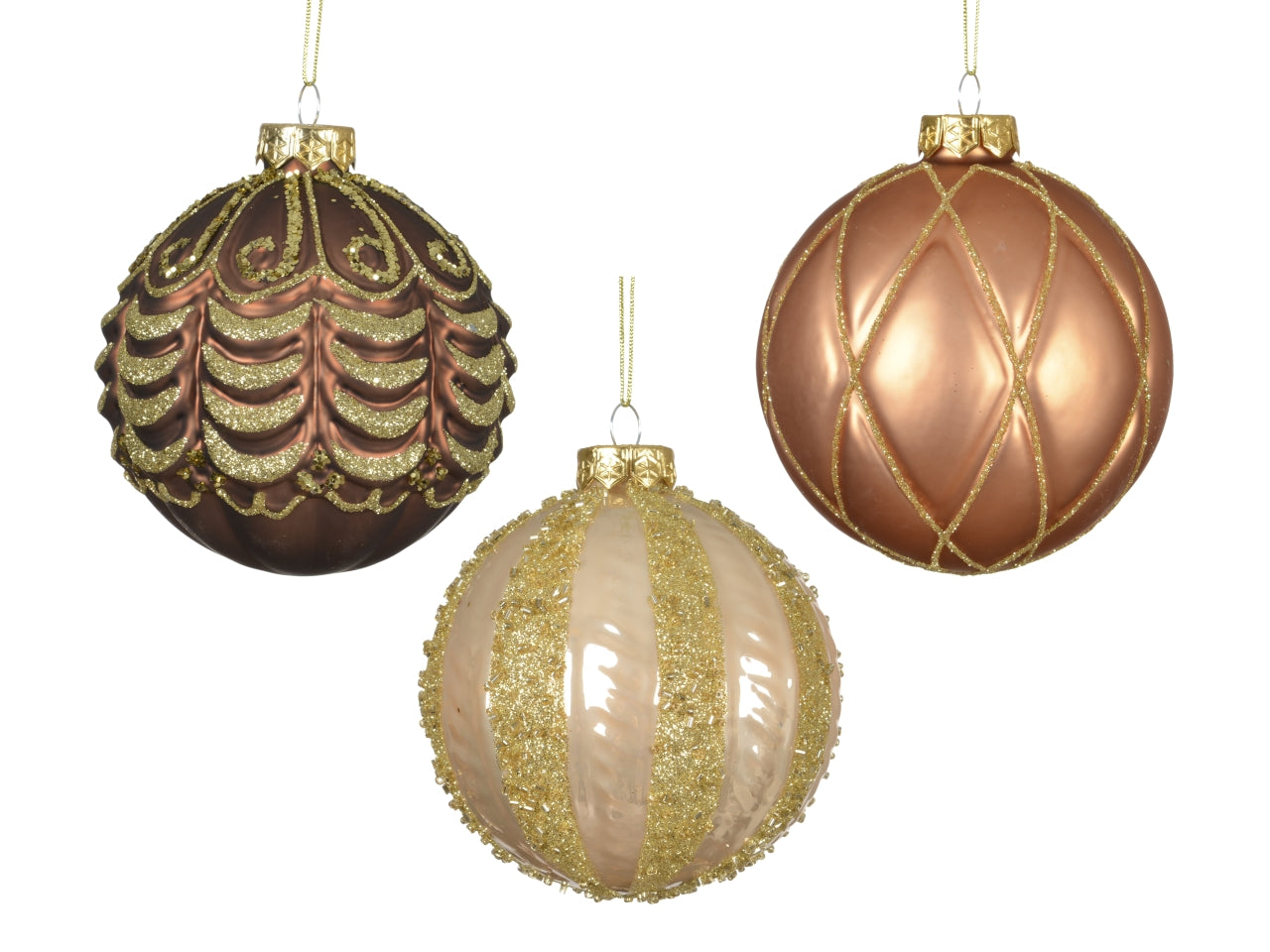 Palla in vetro 10cm 3 decori assortiti