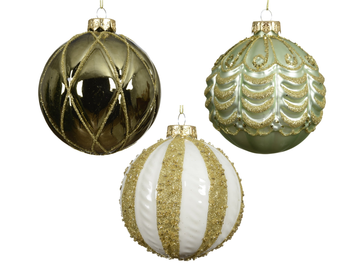 Palla in vetro 10cm 3 decori assortiti