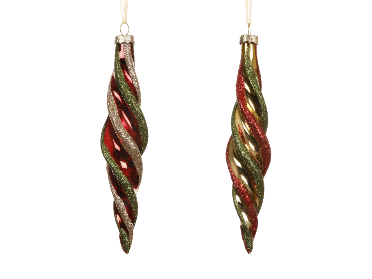 Appendino in vetro spirale 16cm colori assortiti