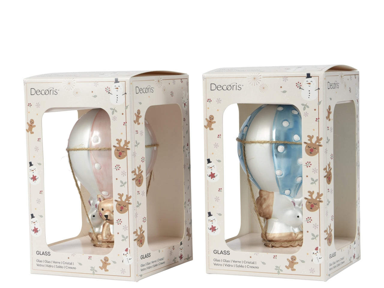 Appendino orso vetro con mongolfiera 2colori assortiti