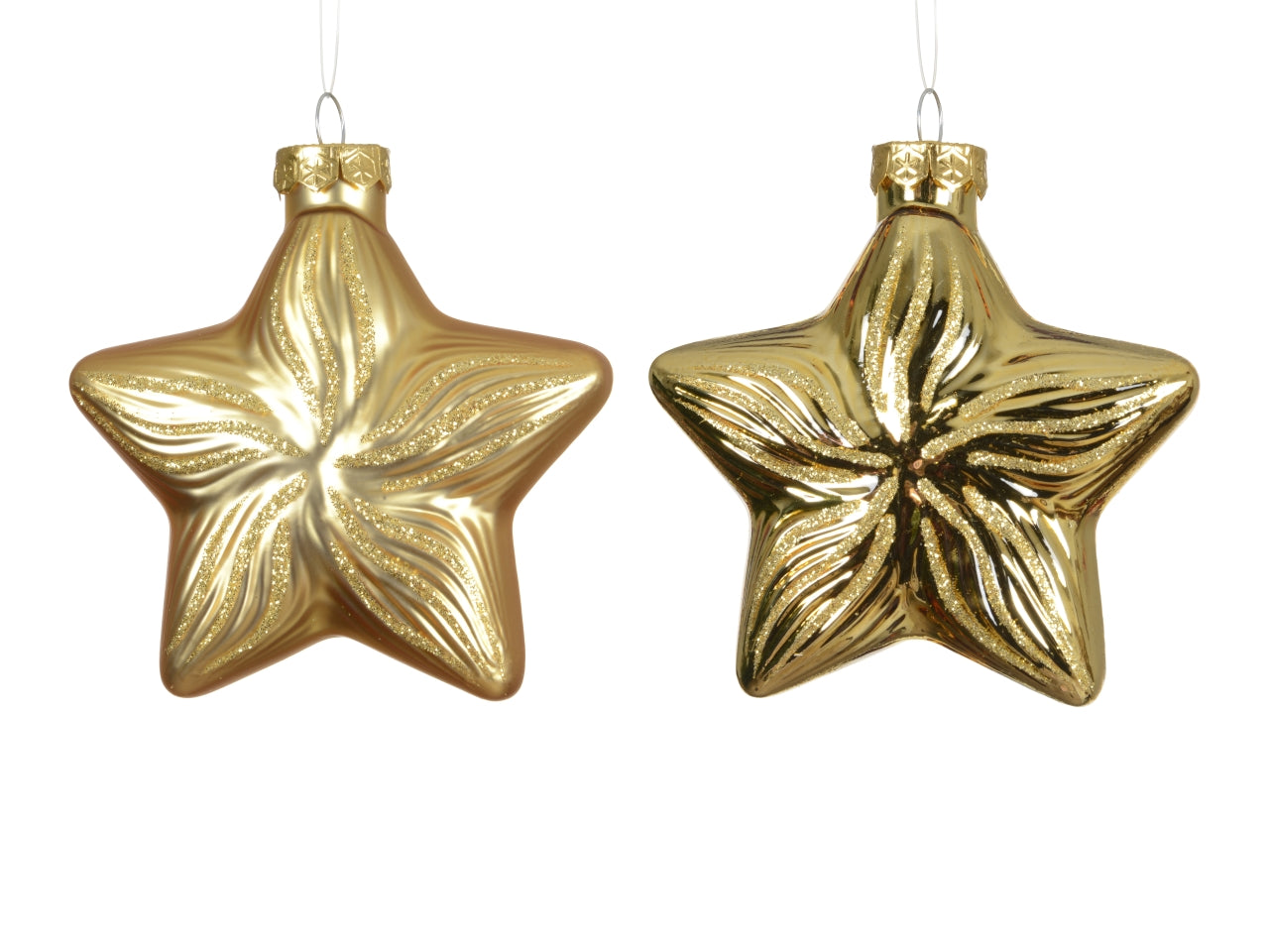 Appendino stella vetro 10cm in confezione da 2 pezzi oro