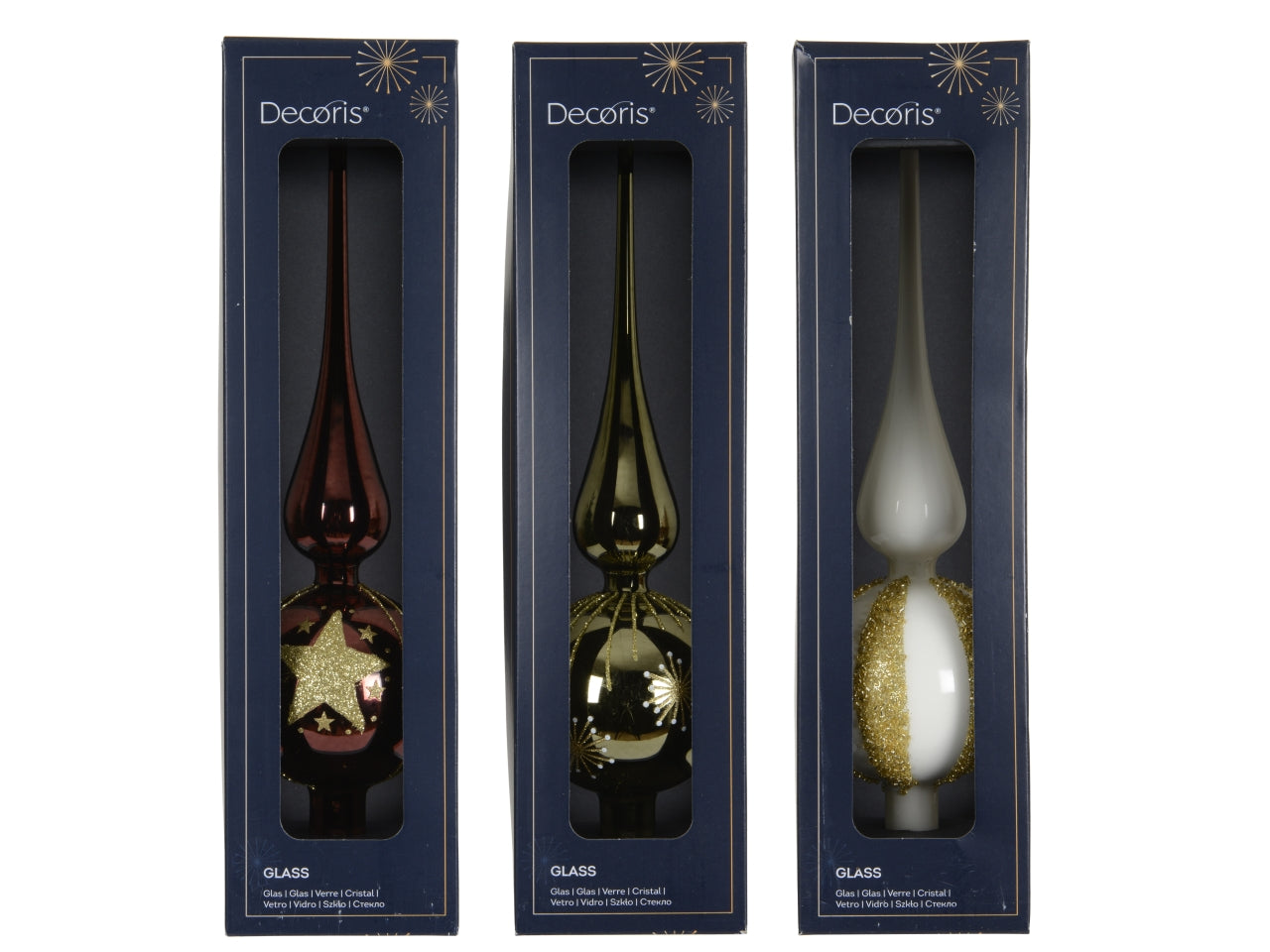 Puntale vetro 31cm decorazioni colori assortiti