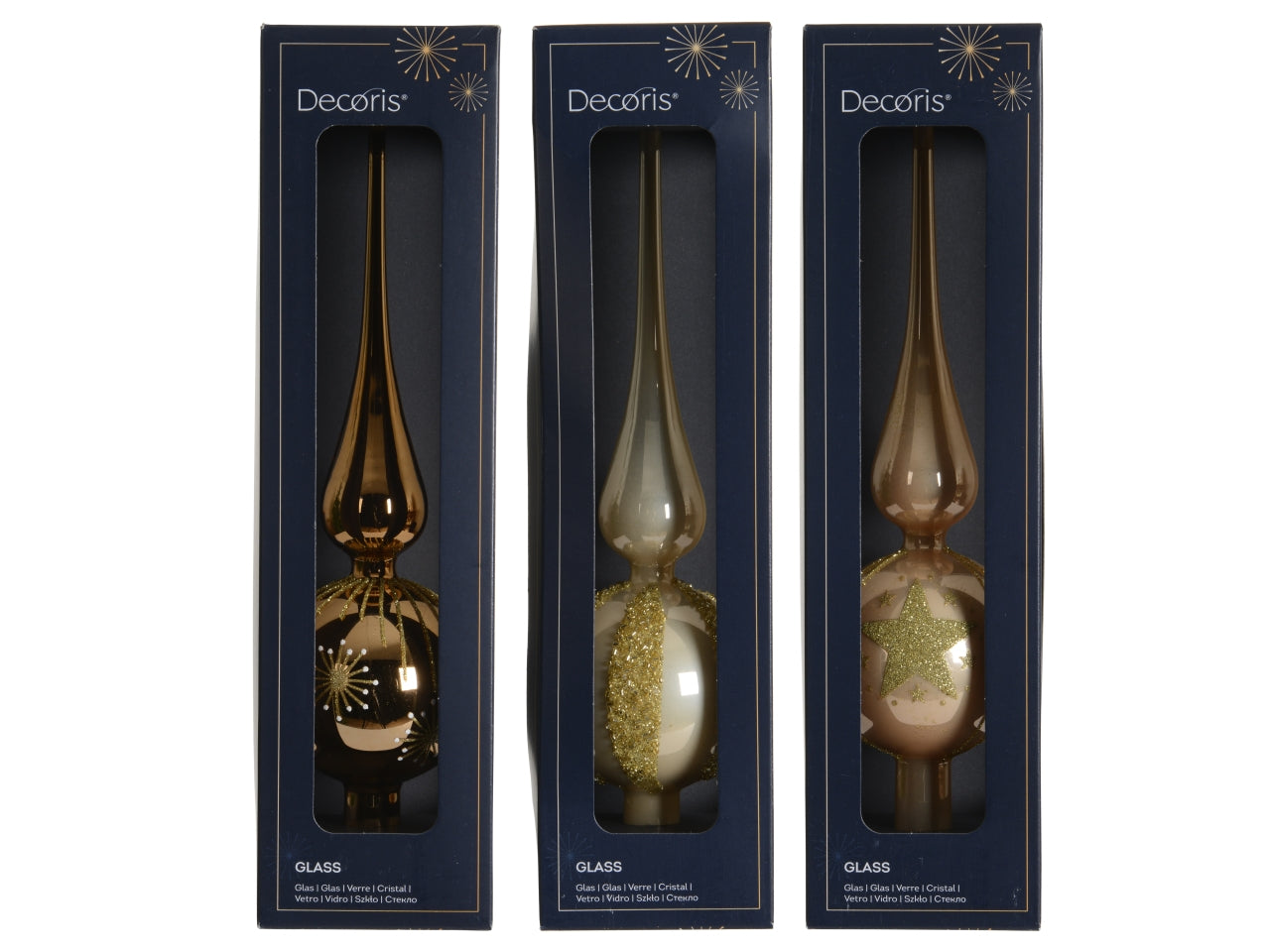 Puntale vetro 31cm decorazioni colori assortiti