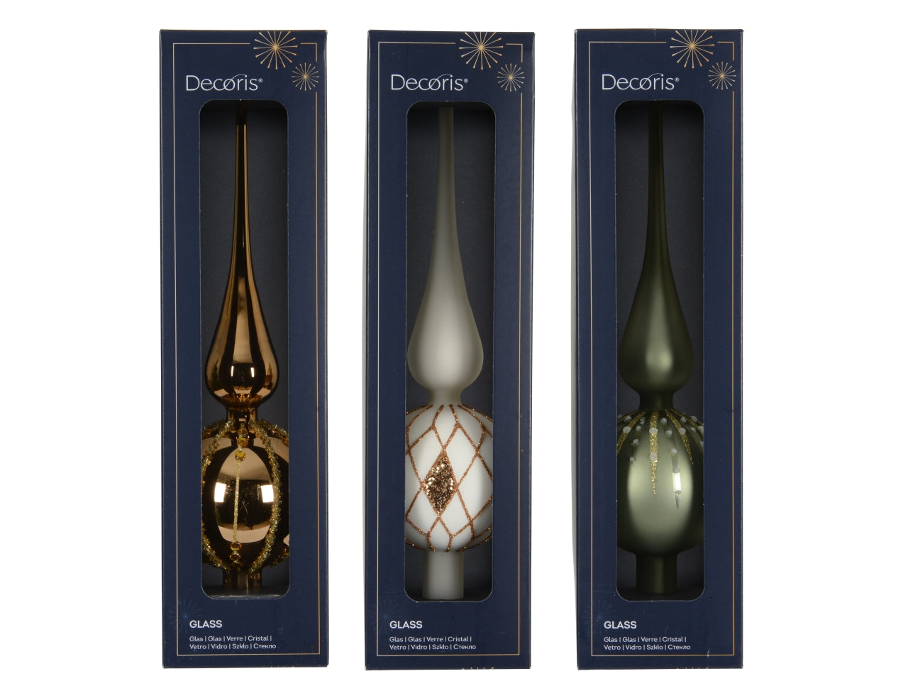 Puntale vetro 31cm decorazioni colori assortiti