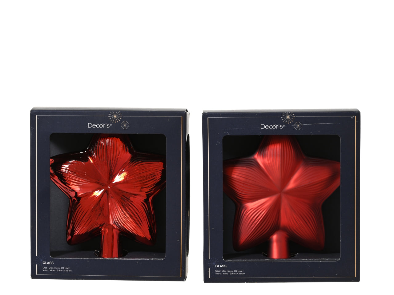 Puntale stella vetro 17cm rosso