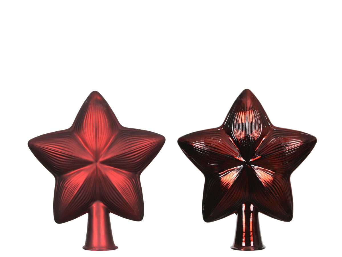 Puntale stella vetro 17cm bordeaux