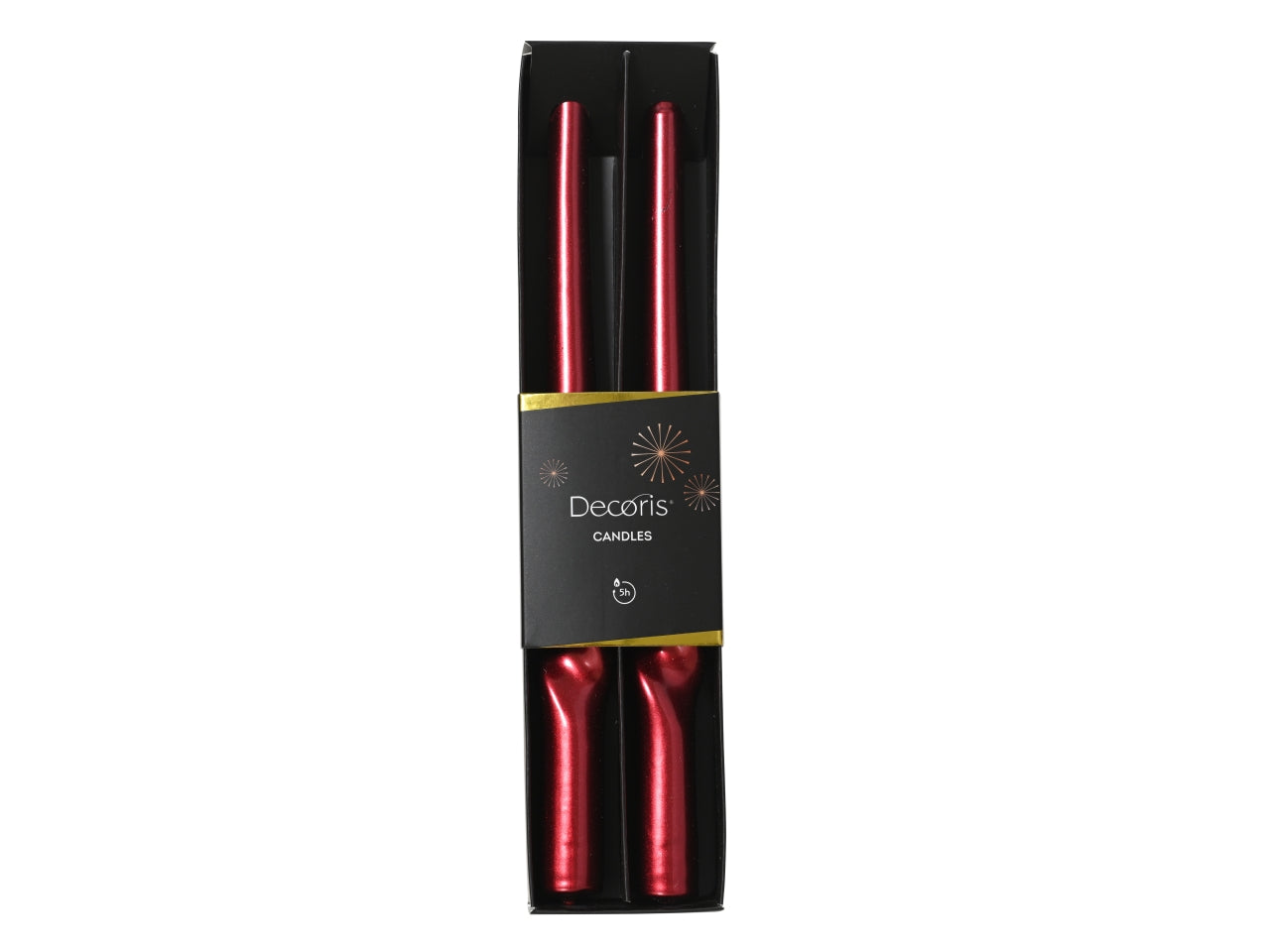 Candela fiamma 25cm in scatola da 2 pezzi rossa