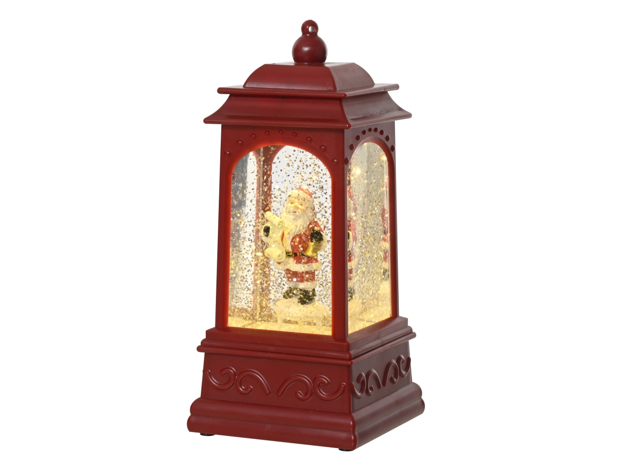 Lanterna babbo natale con acqua e luce a batteria 9xh.20,5cm