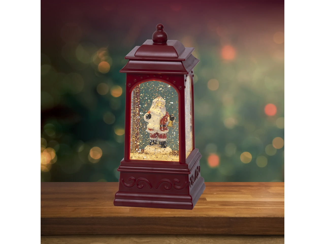Lanterna babbo natale con acqua e luce a batteria 9xh.20,5cm