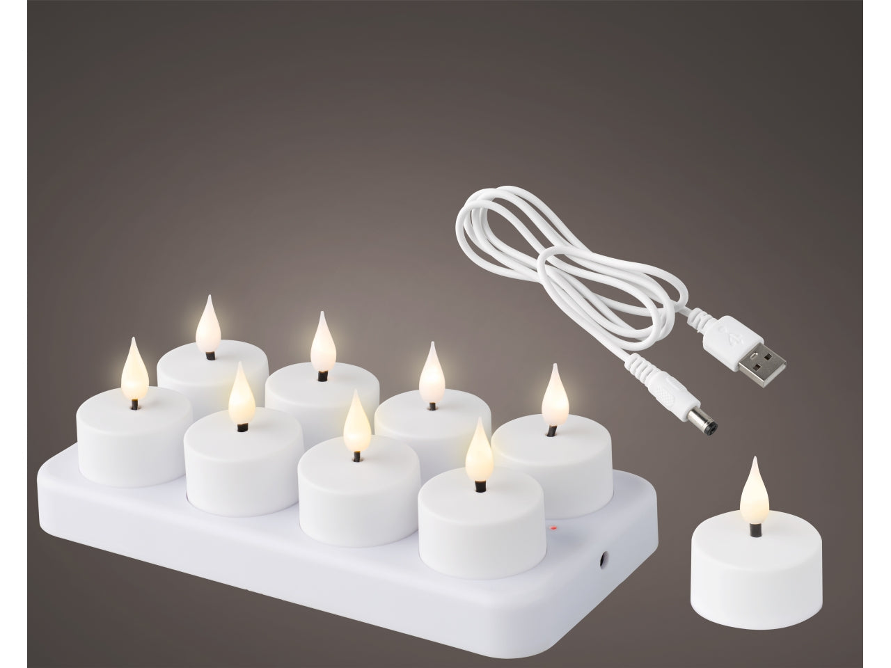 Tealight led 4x4,5cm 8 pezzi con base ricaricabile