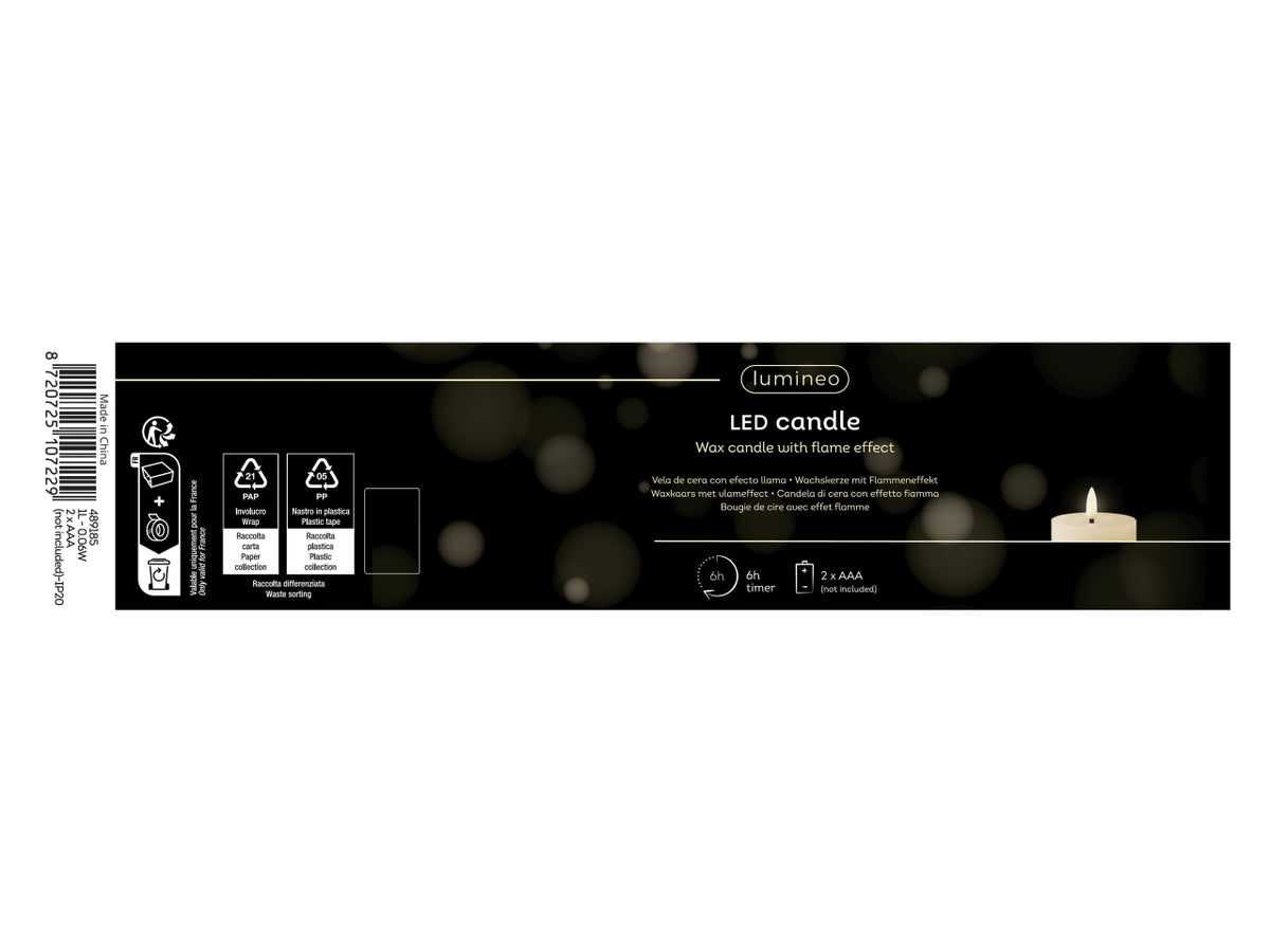 Candela led 7x11,2cm a batteria bianco