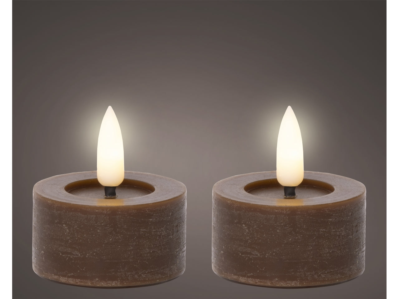 Tealight led 4x4,5cm a batteria 2 pezzi marrone