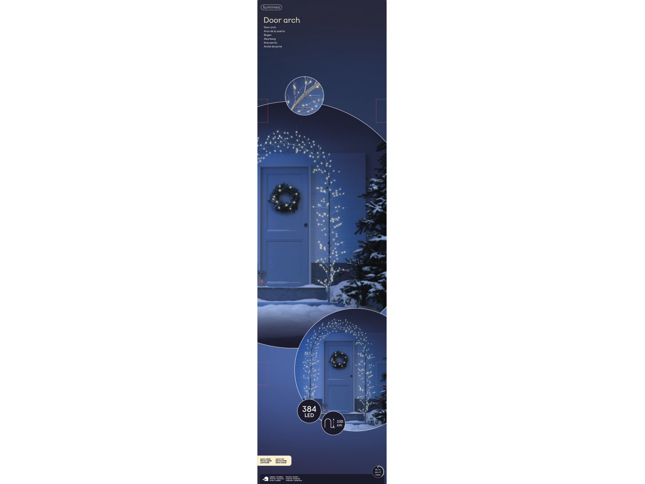 Arco luci 380led bianco caldo 130xh.230cm per uso esterno