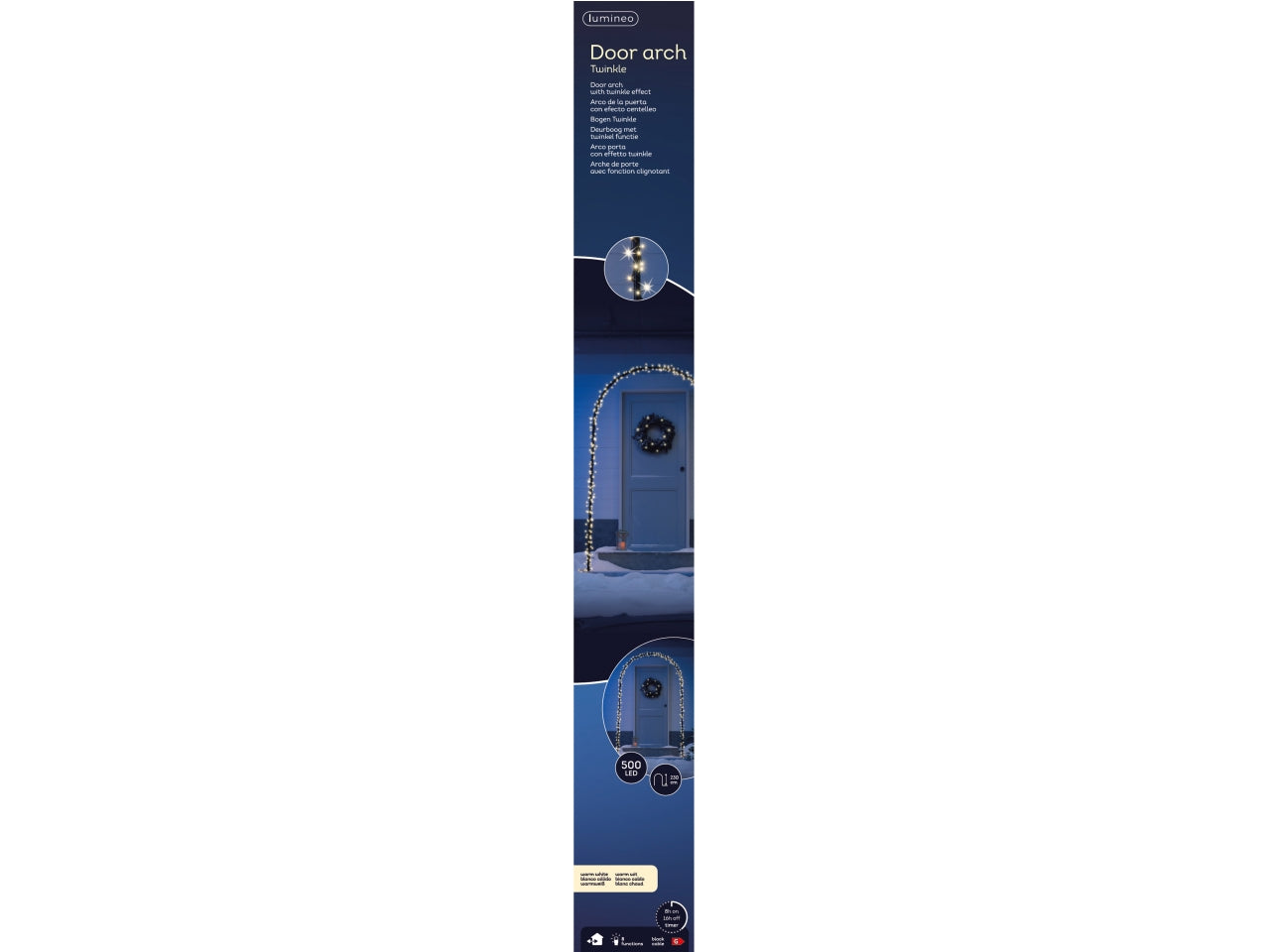 Arco luci 500led bianco caldo con 8 funzioni effetto scintillante 130x230cmper uso esterno