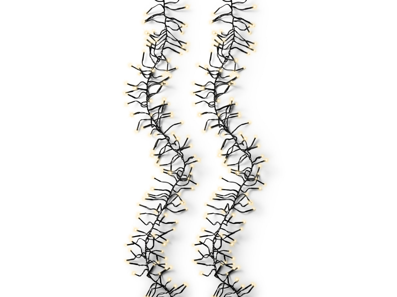 Catena luci 2400led a grappolo oro soft 8 funzioni 19mt filo nero per uso interno/esterno