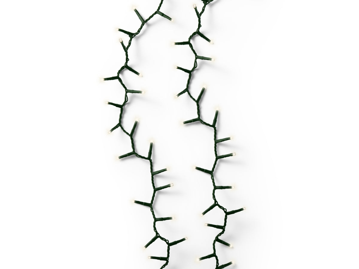 Catena luci 3000led bianco caldo 8 funzioni 60mt filo verde per uso interno/esterno