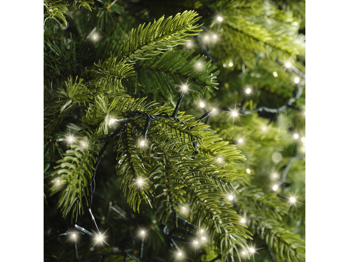 Catena luci 3000led bianco caldo 8 funzioni 60mt filo verde per uso interno/esterno