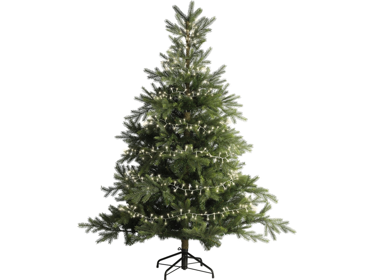 Catena luci 3000led bianco caldo 8 funzioni 60mt filo trasparente per uso interno/esterno