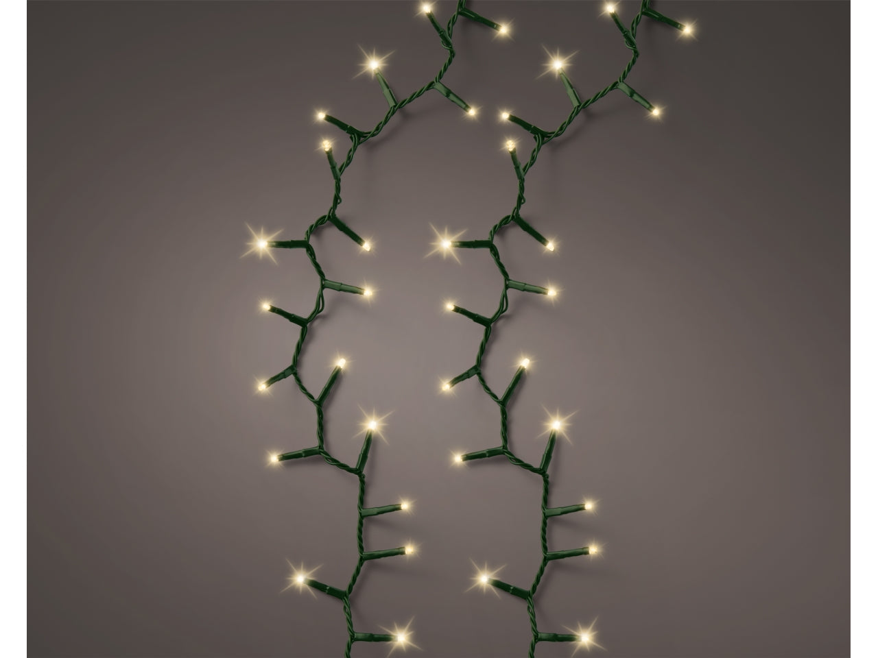 Catena luci 1500led oro soft 8 funzioni 34mt filo verde per uso interno/esterno