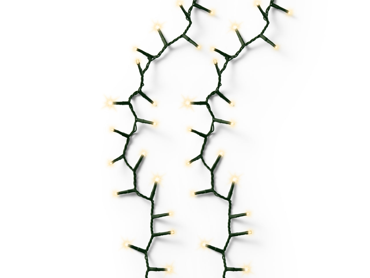 Catena luci 1500led oro soft 8 funzioni 34mt filo verde per uso interno/esterno