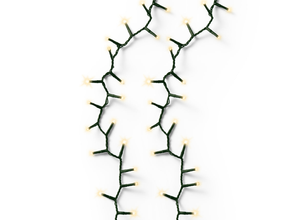Catena luci 3000led oro soft 8 funzioni 60mt filo verde per uso interno/esterno
