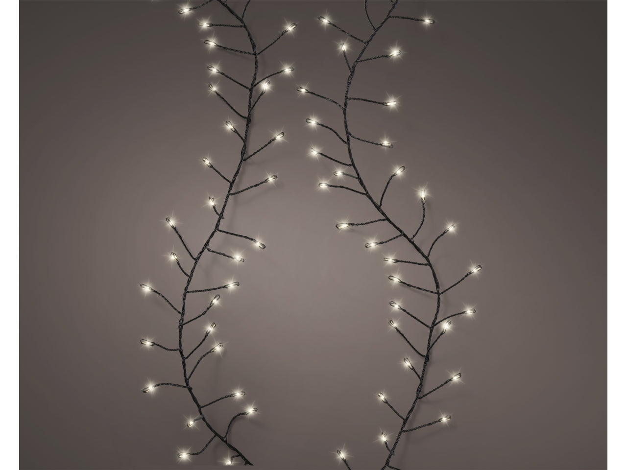 Catena luci con filo metallo nero 960led bianco caldo 8 funzioni 12mt per uso interno/esterno